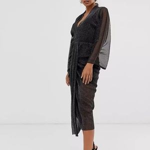 AX PARIS - METALLIC SHEER KIMONO DRESS